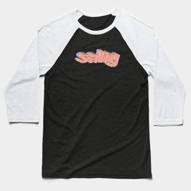 Meme: salty (pastel rainbow retro letters) Baseball T-Shirt by PlanetSnark